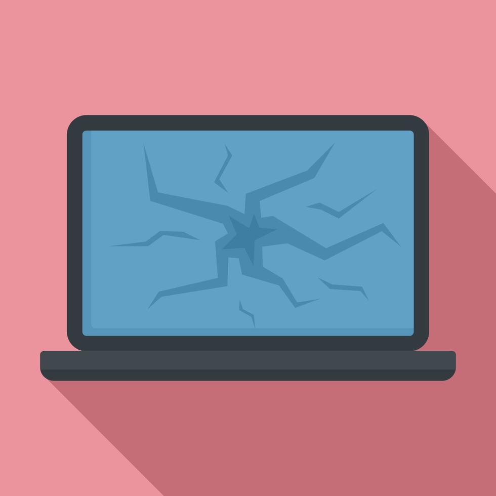 Broken laptop icon, flat style vector