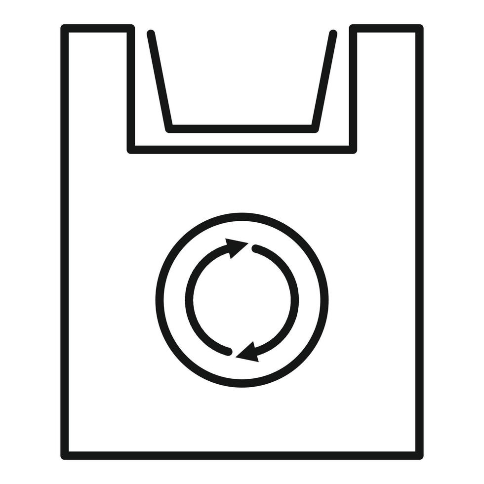icono de bolsa de plástico, estilo de esquema vector