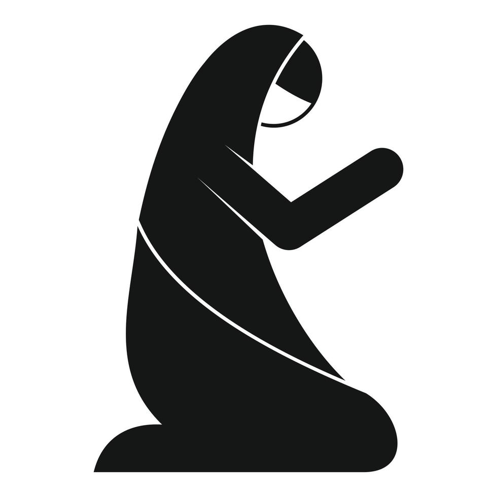 icono de oración de mujer musulmana, estilo simple vector