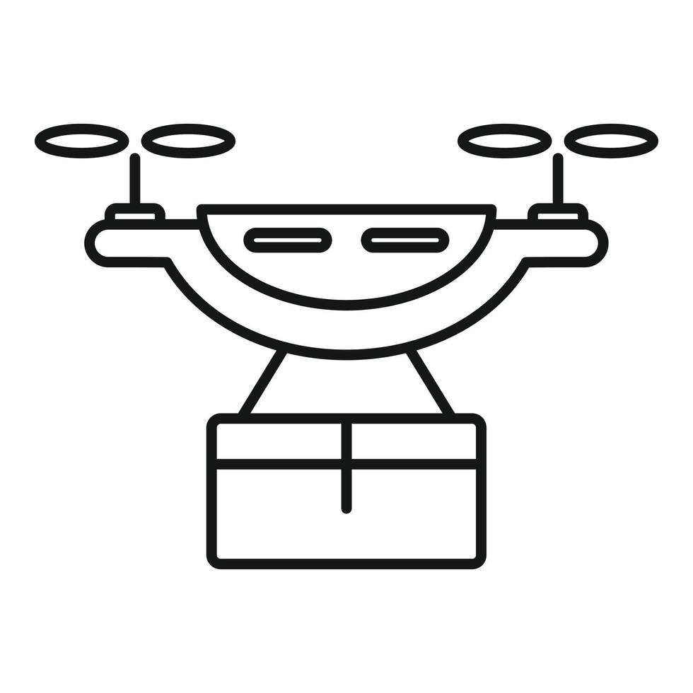 icono de servicio de entrega de drones, estilo de esquema vector