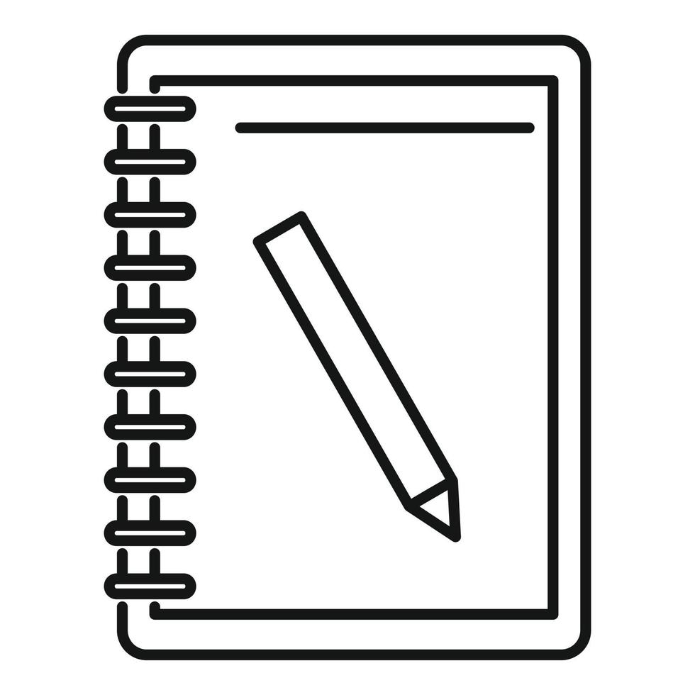 Lesson pencil notebook icon, outline style vector