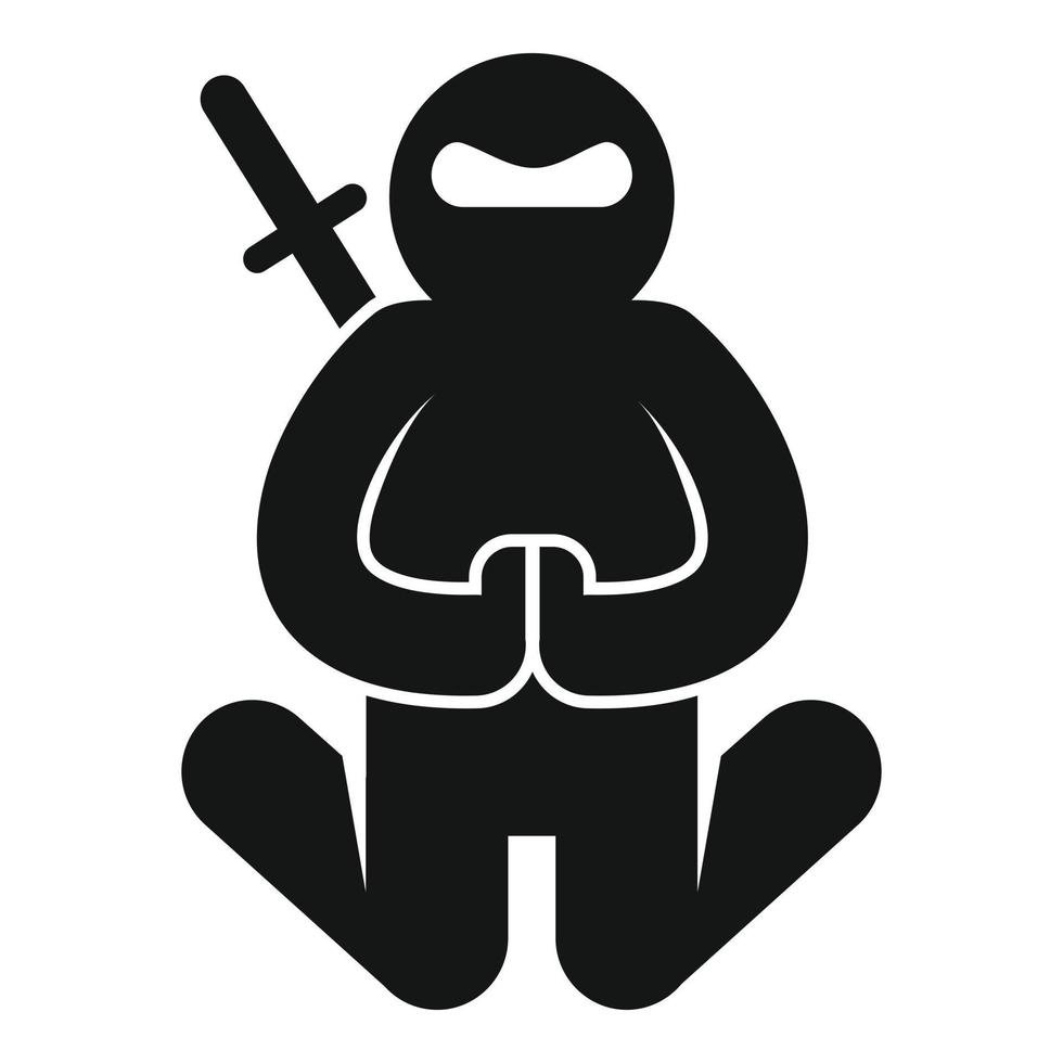 icono de meditación ninja, estilo simple vector