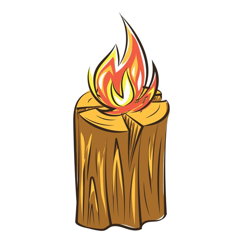 Tourism campfire icon, cartoon style vector