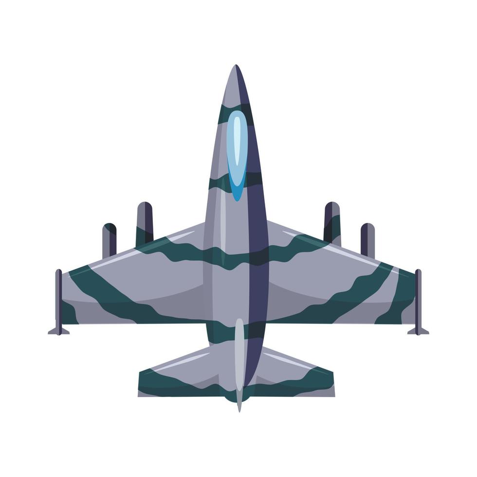 icono de avión militar, estilo de dibujos animados vector