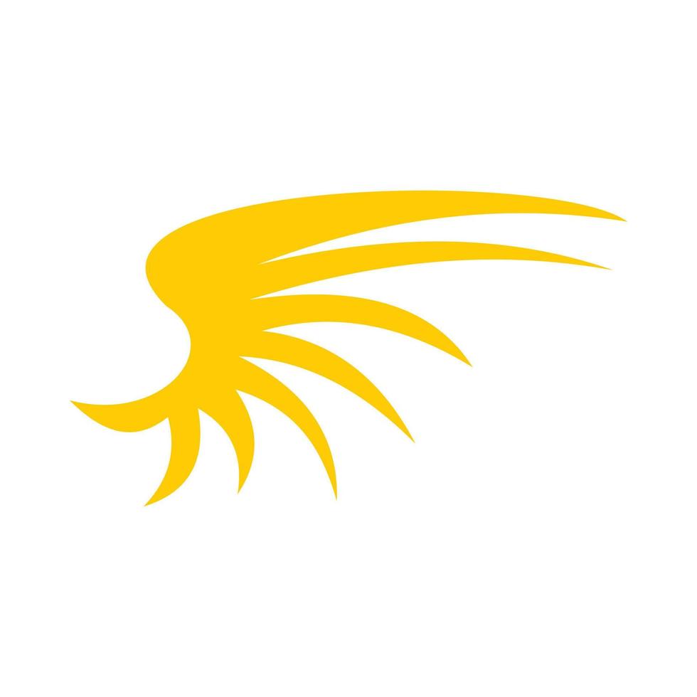 icono de ala de pájaro amarillo, estilo plano vector