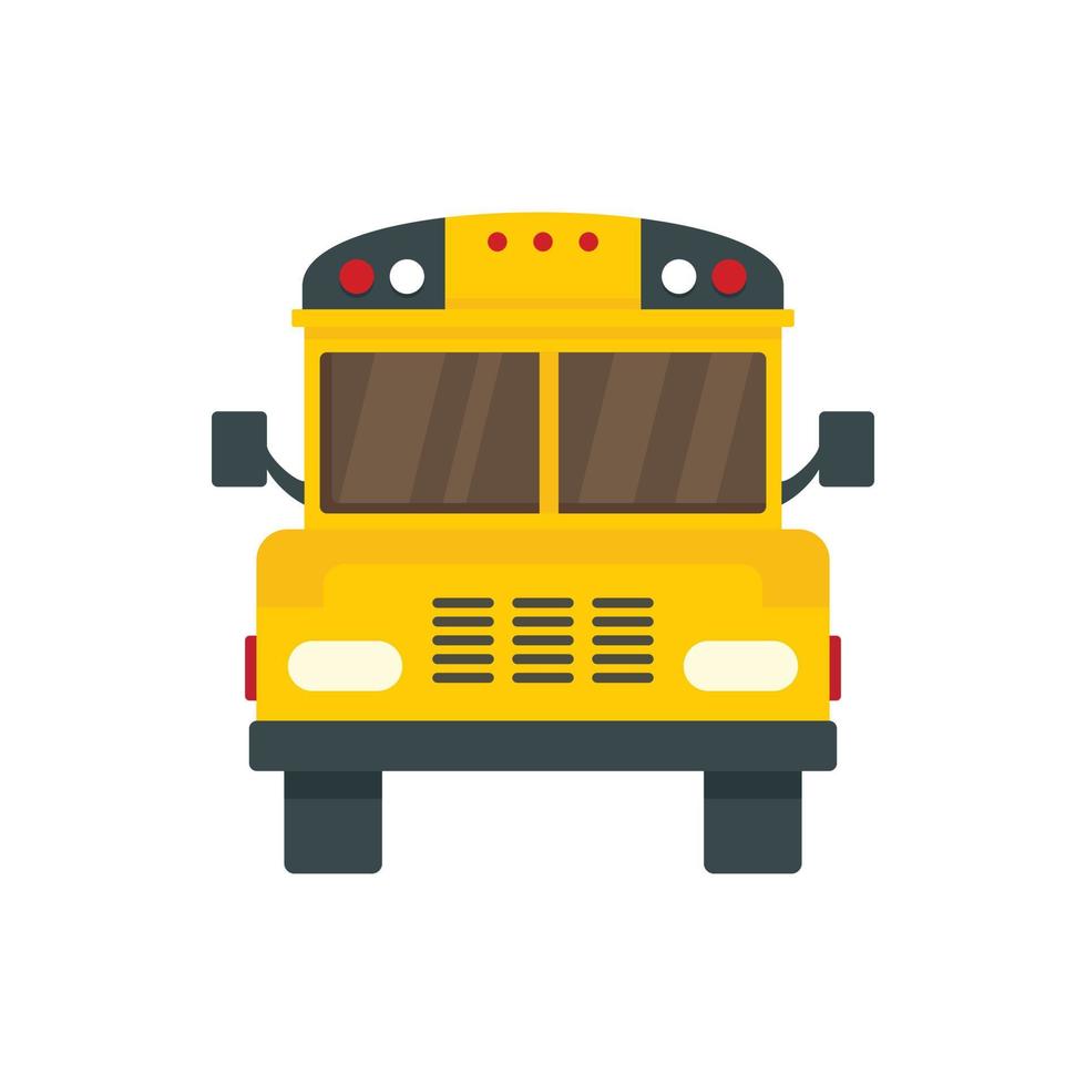 Front of old school bus icon, flat style vector