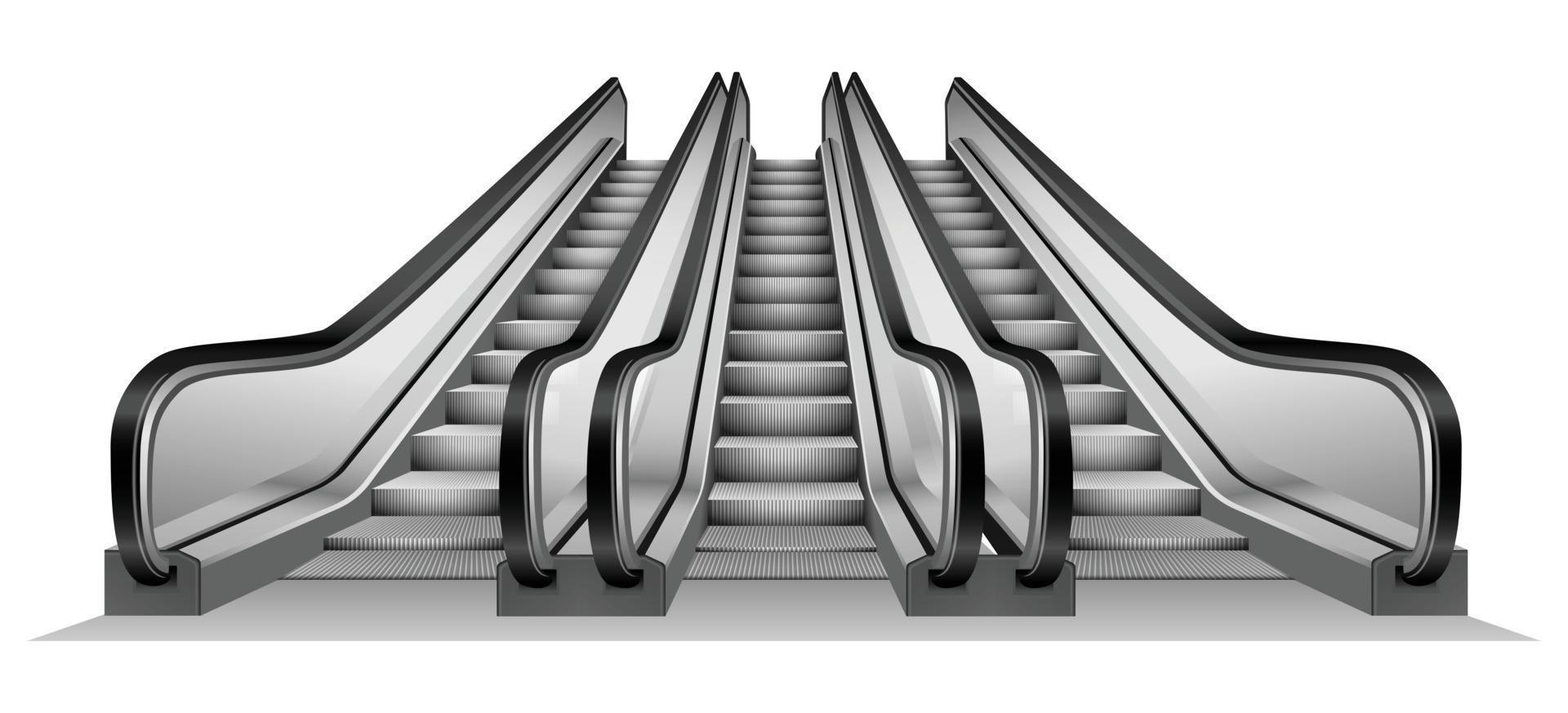 Group of escalator in metro mockup, realistic style vector