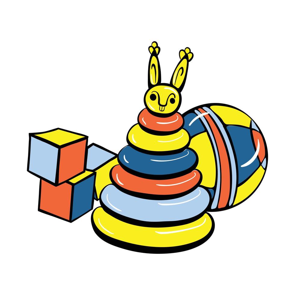 icono de juguetes de cubo, estilo de dibujos animados vector