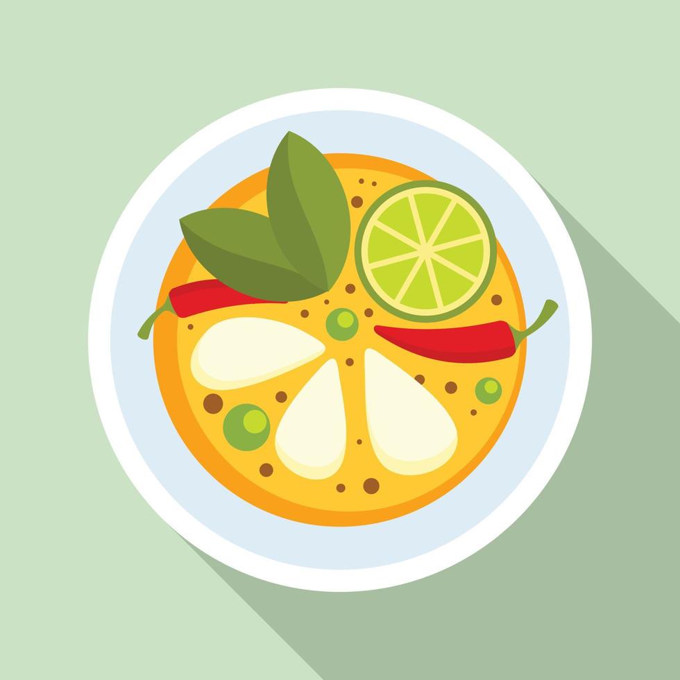 Chilli thai food soup icon, flat style vector