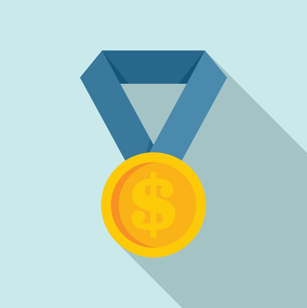 Product manager gold medal icon, flat style vector