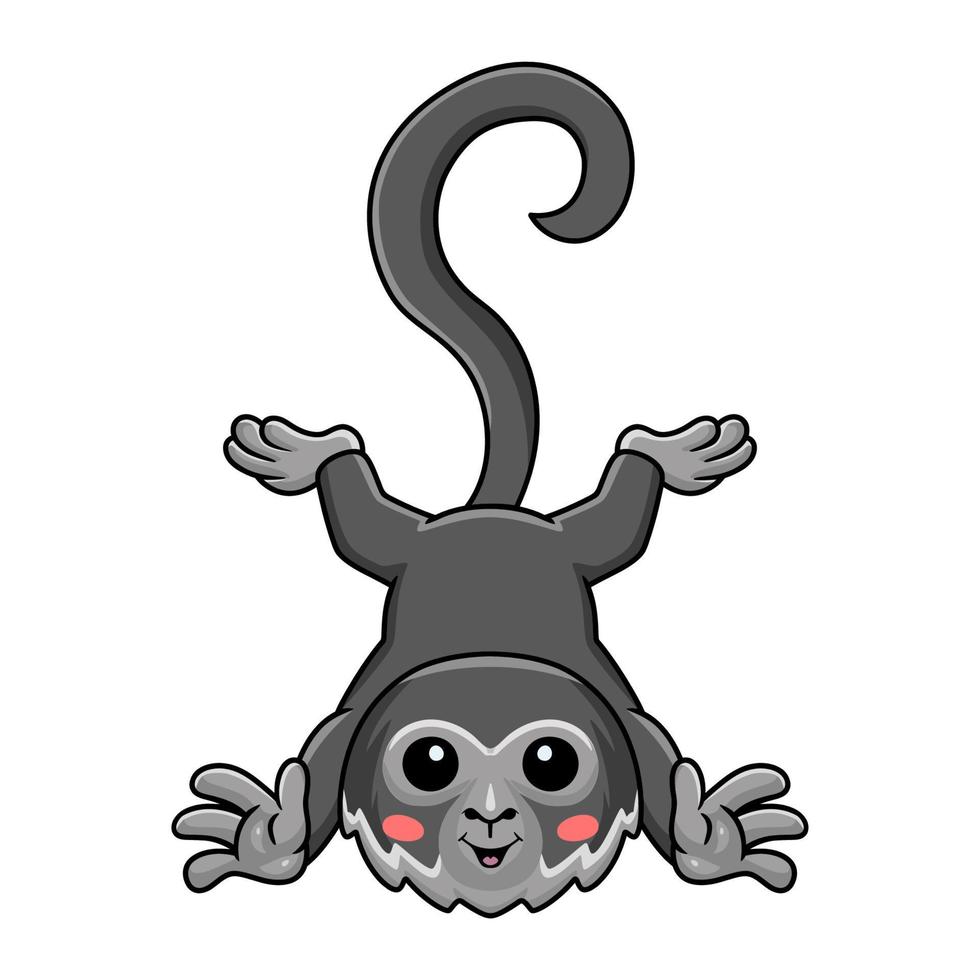 Cute black spider monkey cartoon posing vector