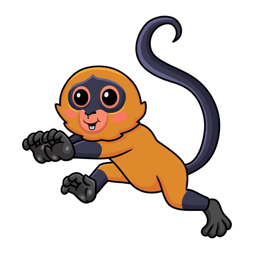 Cute spider monkey cartoon running vector