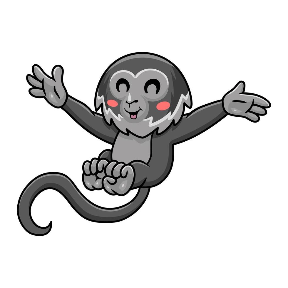 Cute black spider monkey cartoon posing vector