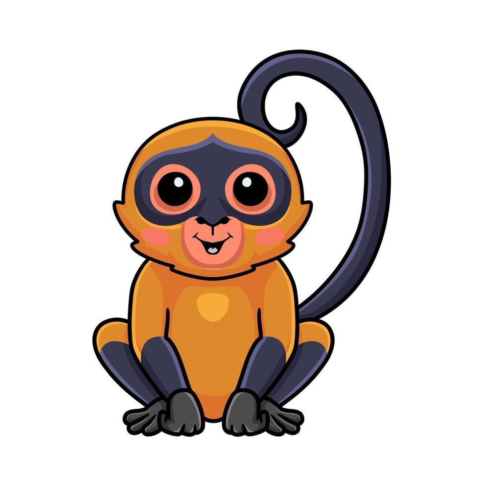 Cute spider monkey cartoon sitting vector