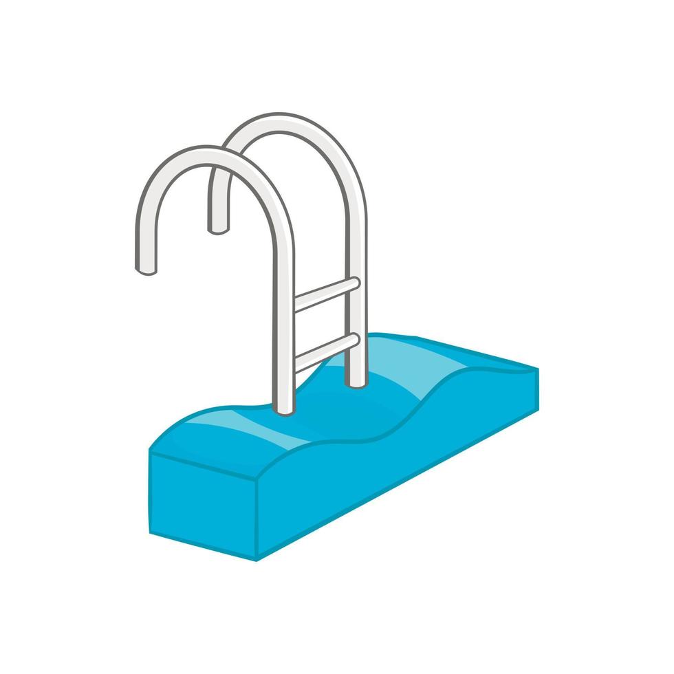 escaleras del icono de la piscina, estilo de dibujos animados vector