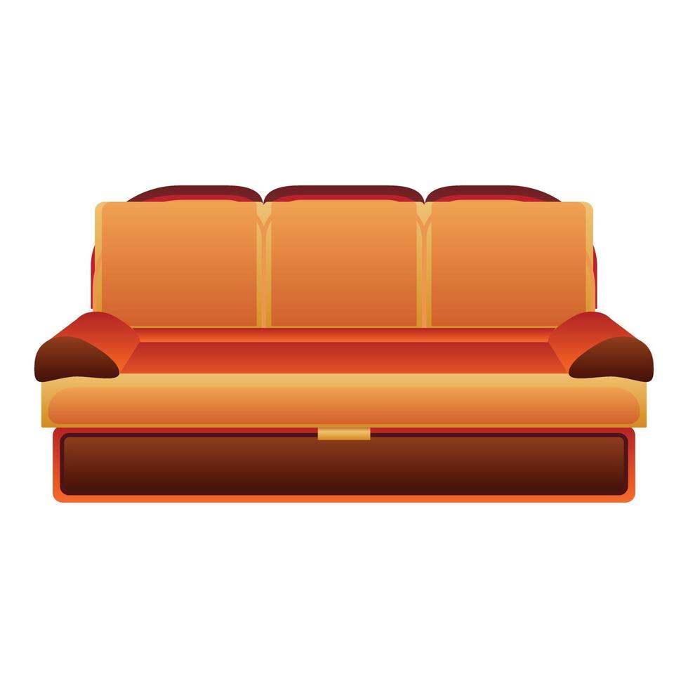 Orange modern sofa icon, cartoon style vector