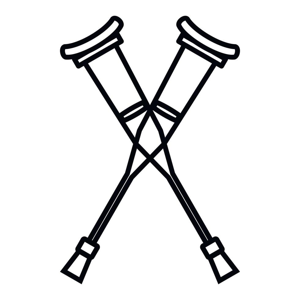 Crutches icon, outline style vector