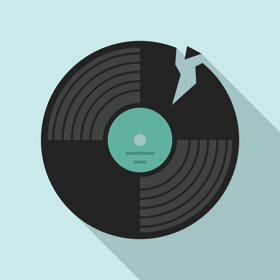 icono de disco de vinilo roto, tipo plano vector