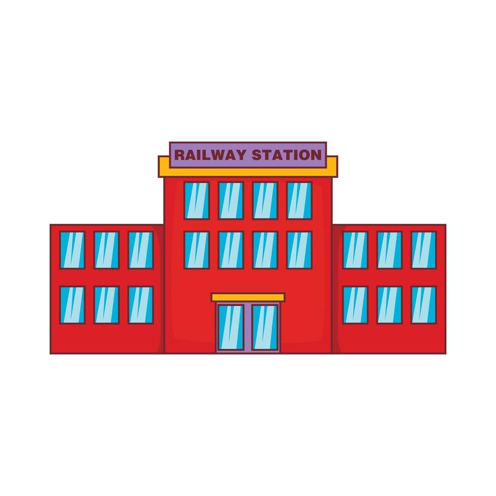 Railway station icon, cartoon style vector