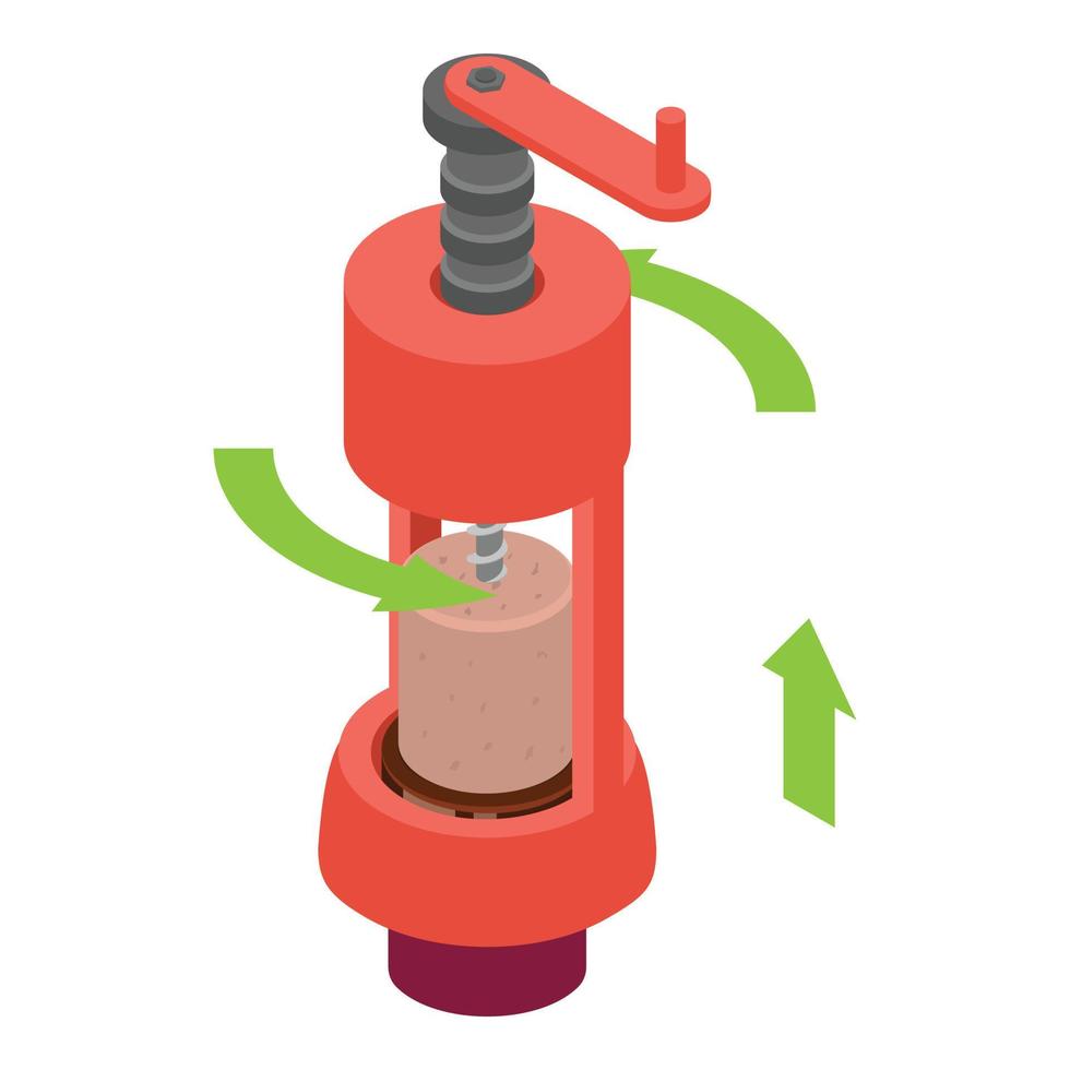 Mechanical corkscrew icon, isometric style vector