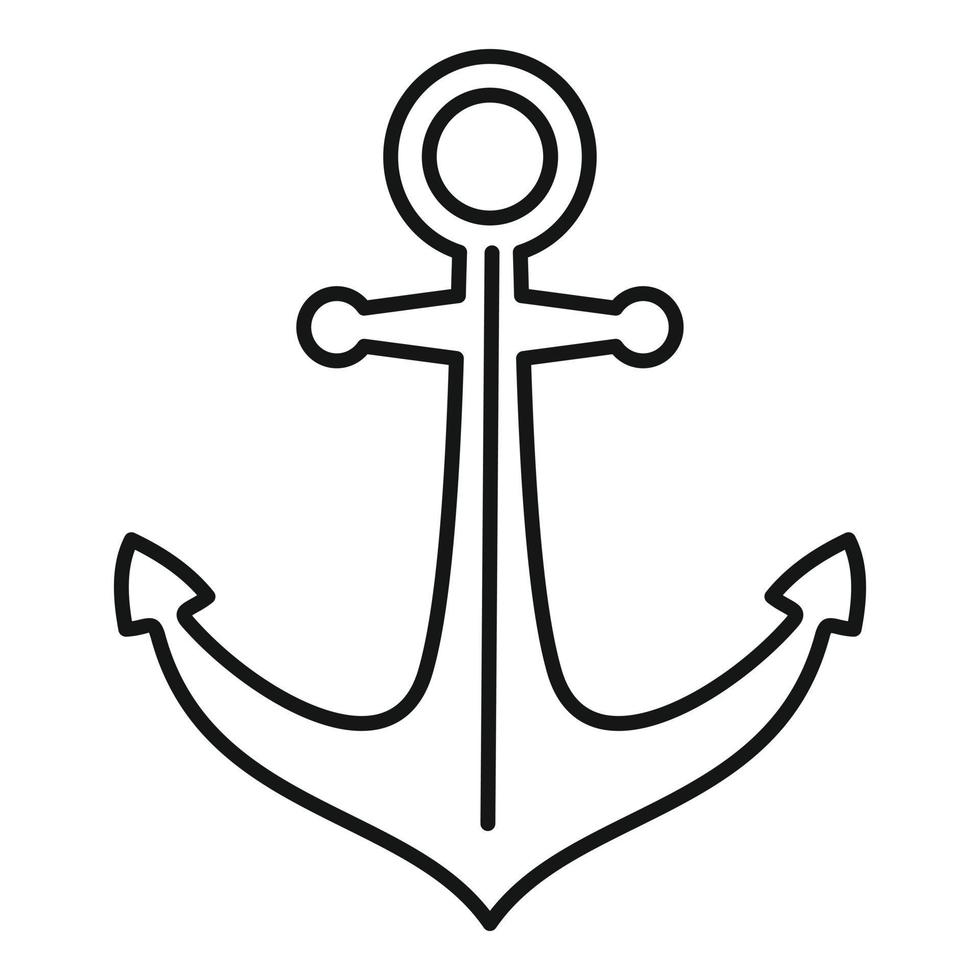 icono de ancla de barco, estilo de esquema vector