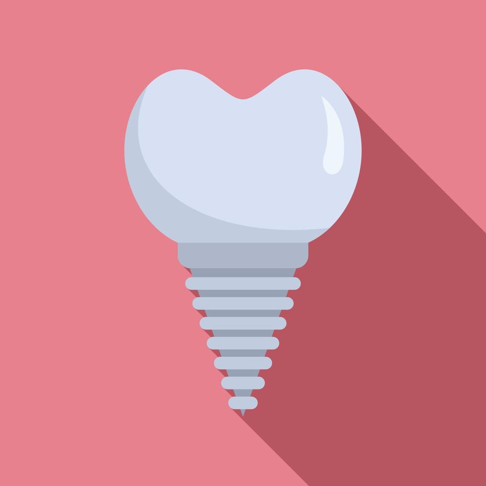 Ceramic tooth implant icon, flat style vector