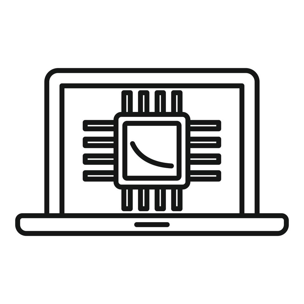 Ai laptop processor icon, outline style vector