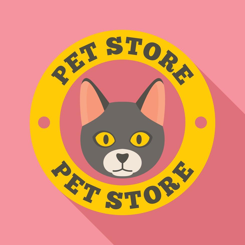 Cat pet store logo, flat style vector