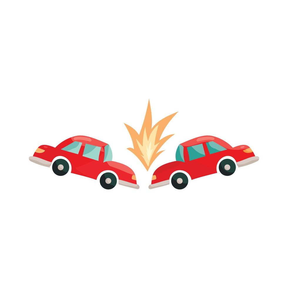 icono de accidente de coche, estilo de dibujos animados vector