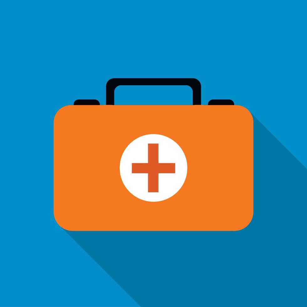 First aid kit icon, flat style vector