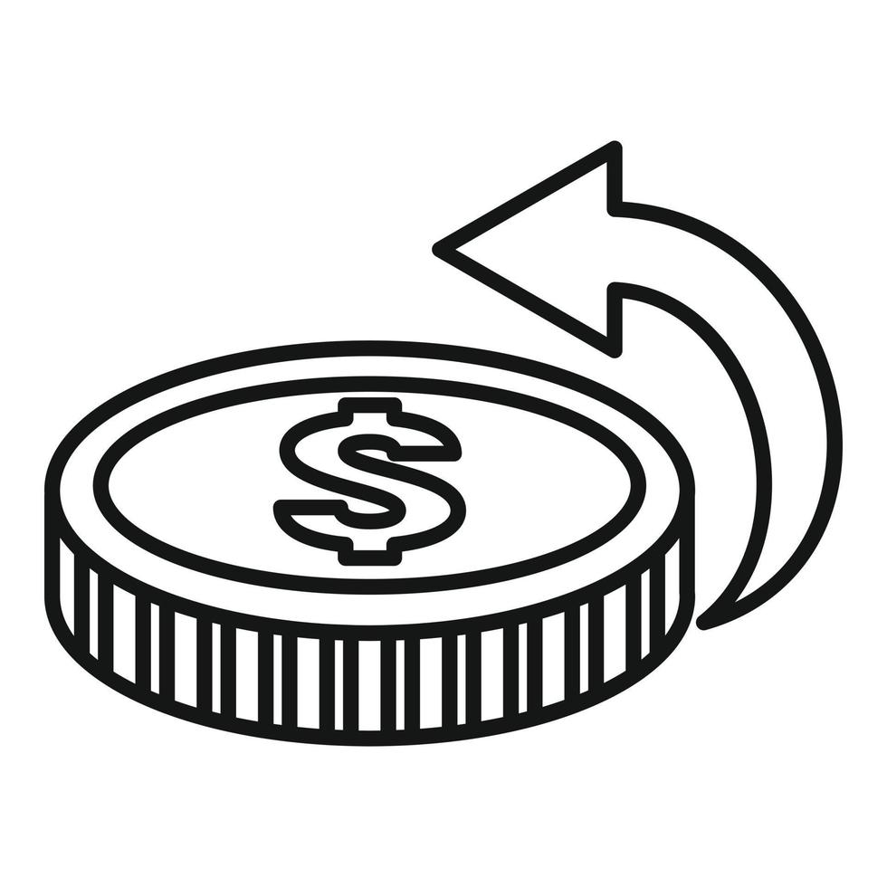 Discount money coin icon, outline style vector