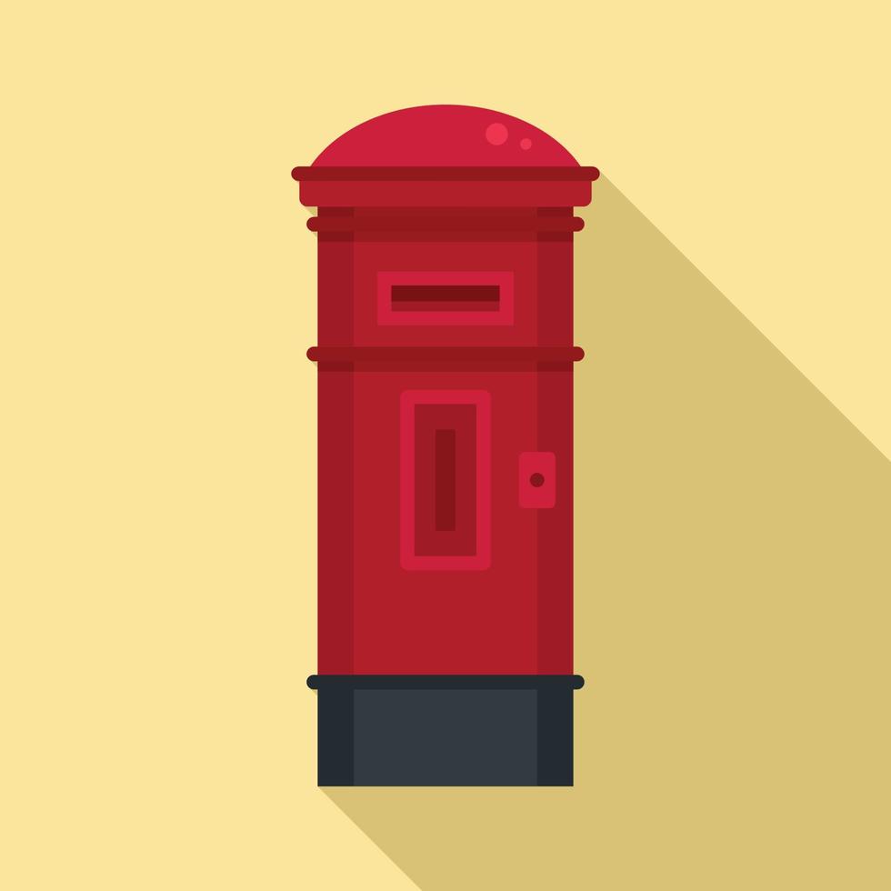 Red street post box icon, flat style vector