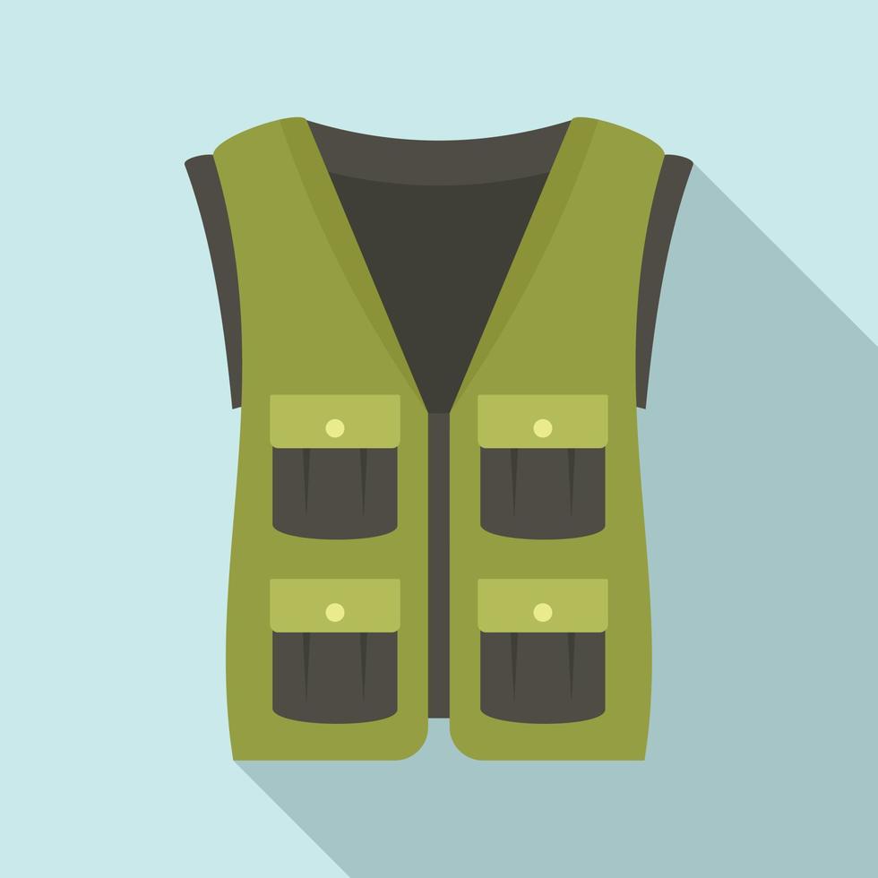 Hunter vest icon, flat style vector