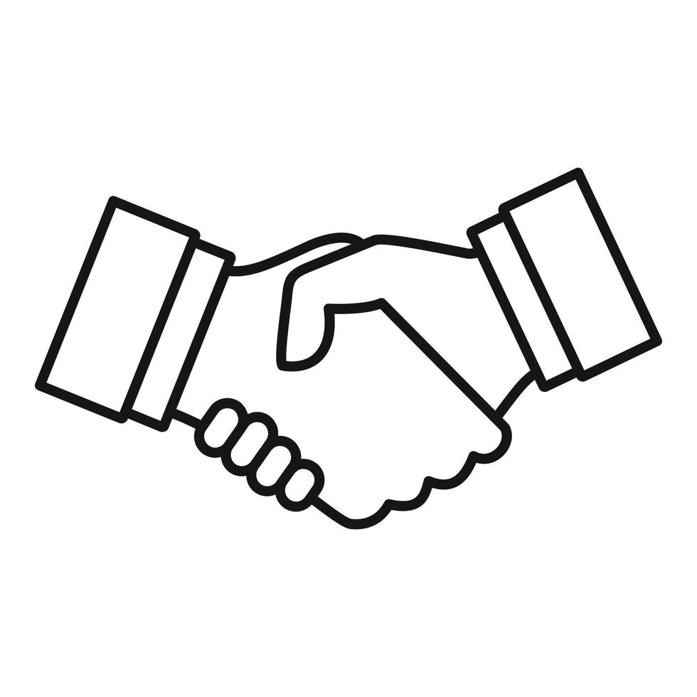Lawyer handshake icon, outline style vector