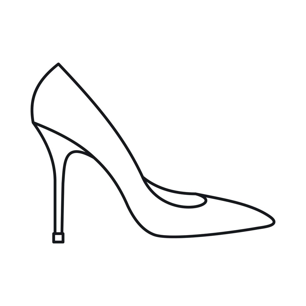 zapato de mujer con icono de tacones altos, estilo de esquema vector