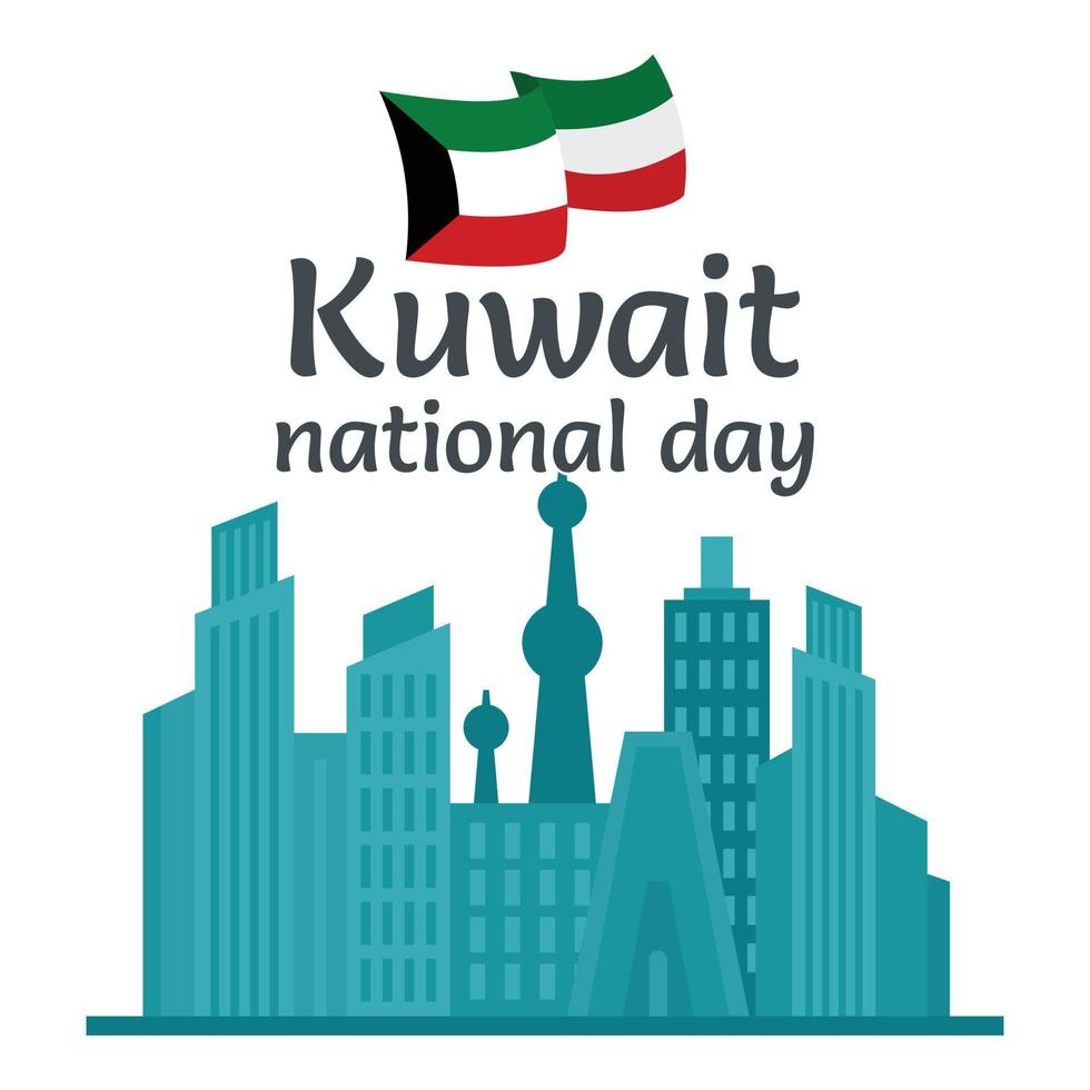 Celebration Kuwait national day background, flat style vector