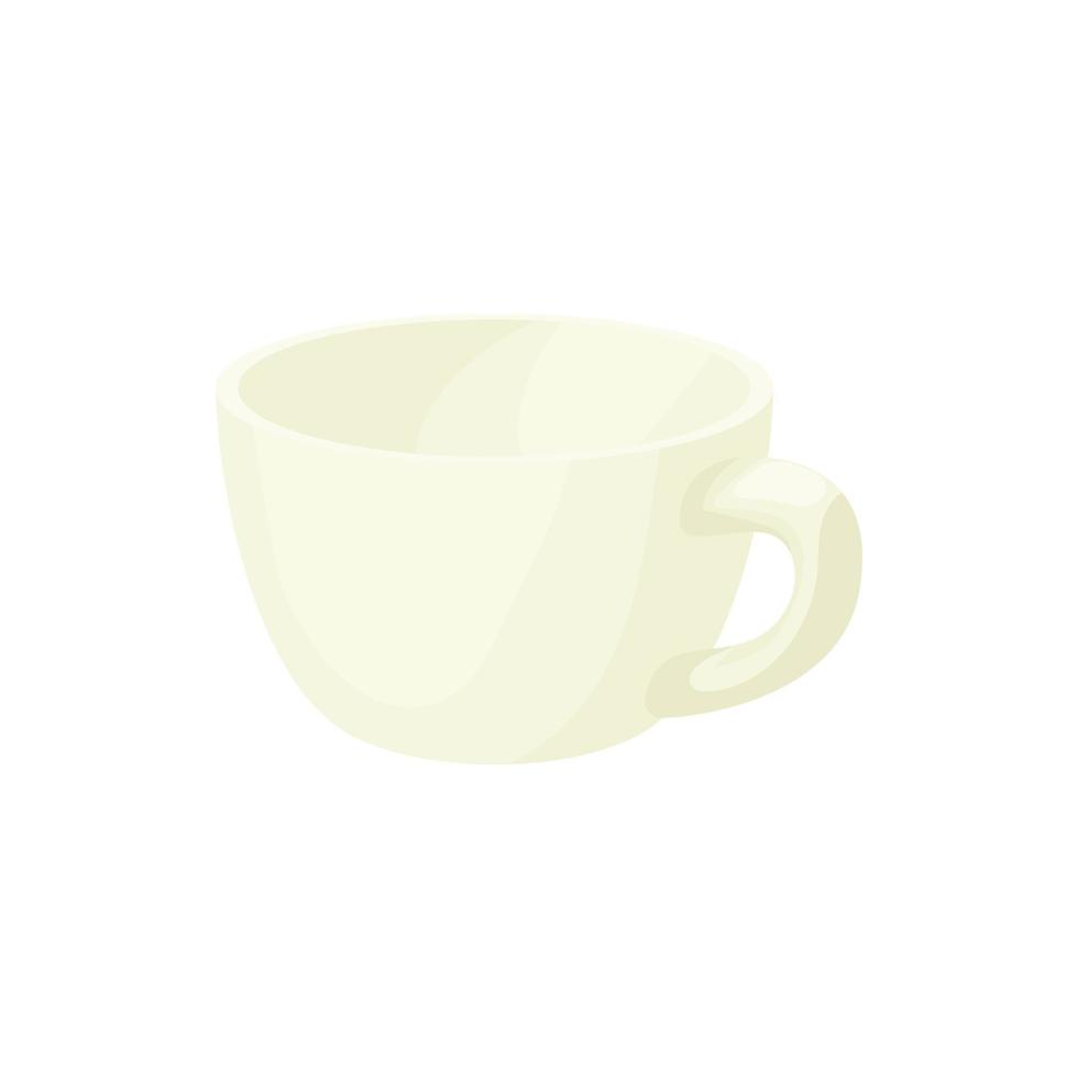 icono de taza blanca vacía, estilo de dibujos animados vector