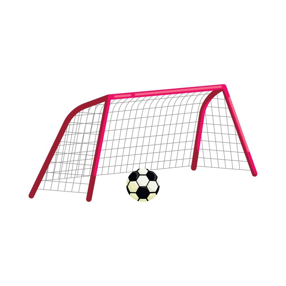 Soccer goal and ball icon, cartoon style vector