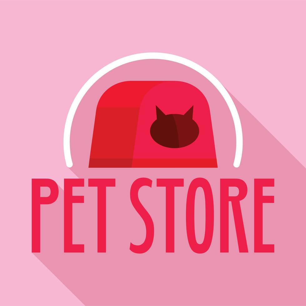 Cat box pet store logo, flat style vector