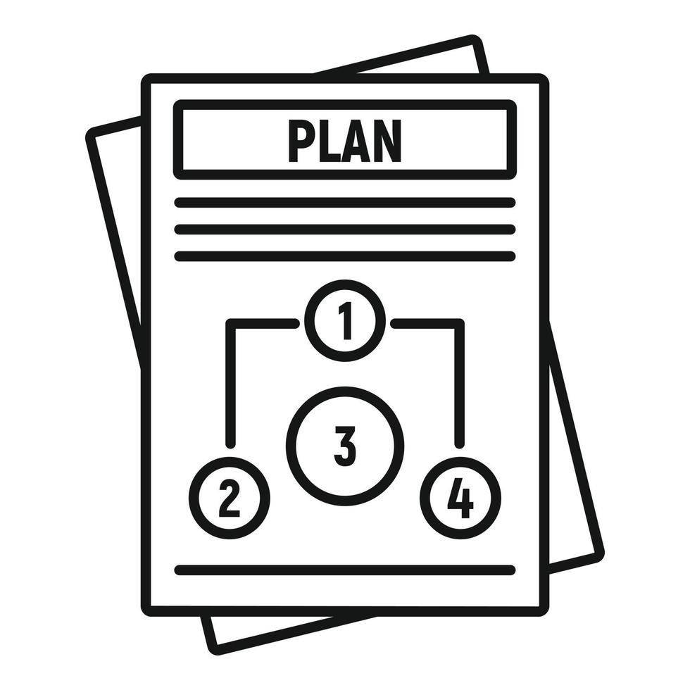 icono del plan de gestión, estilo de esquema vector