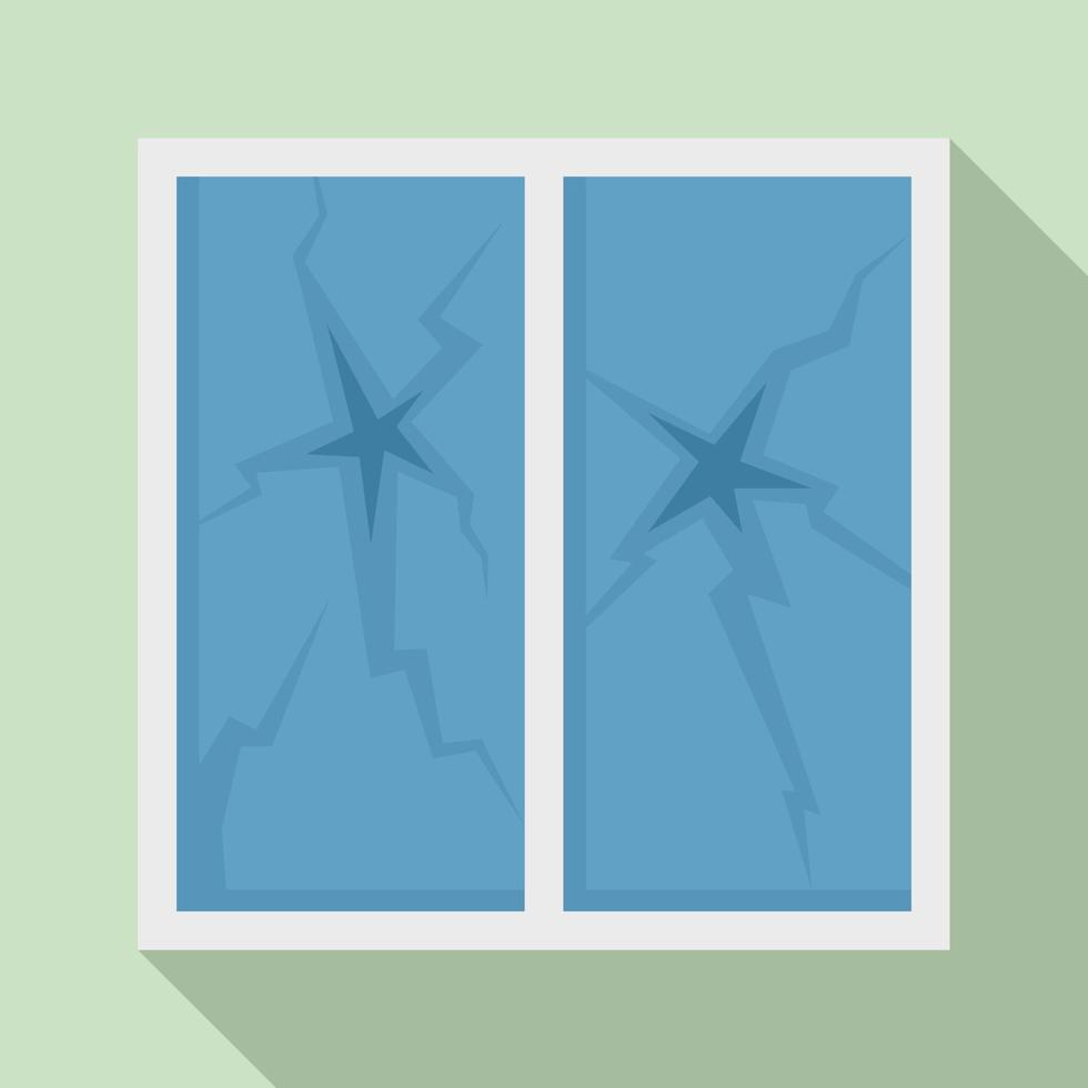 Broken house window icon, flat style vector