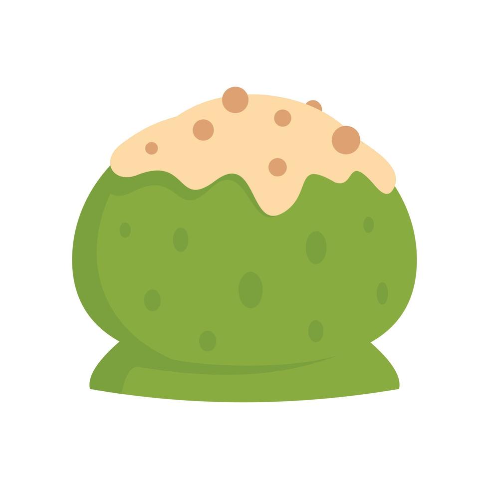 Matcha ice ball icon, flat style vector