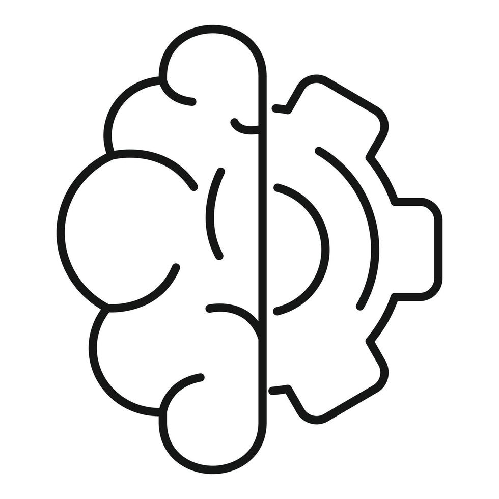 Brain gear innovation icon, outline style vector