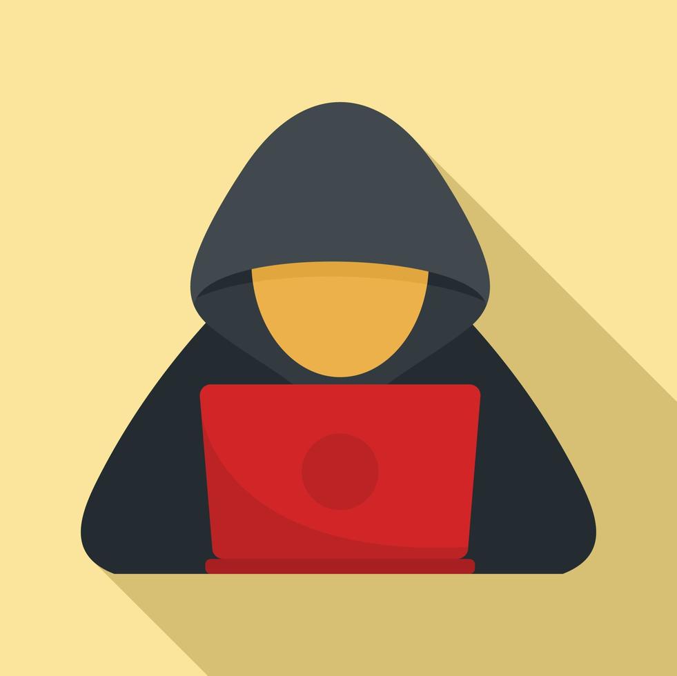 icono de hacker cibernético, estilo plano vector