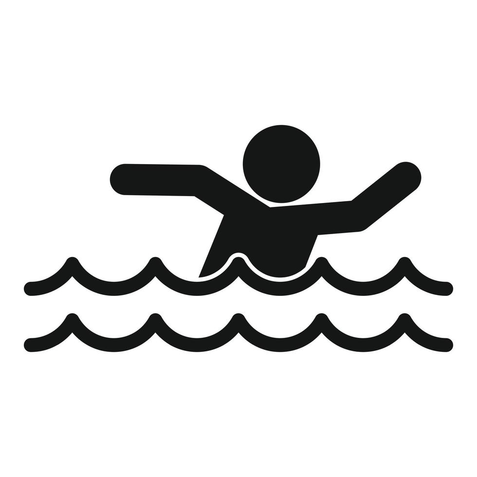 hombre caminando icono de inundación, estilo simple vector