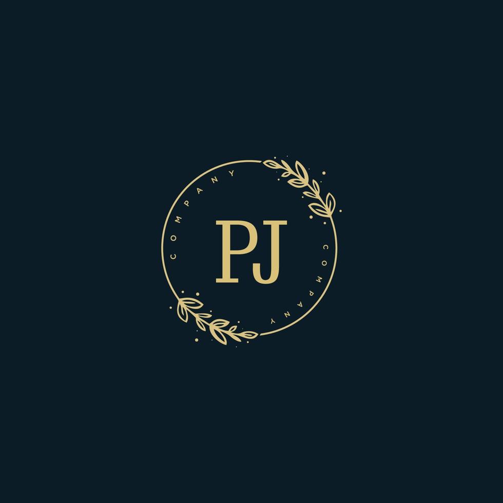 Initial PJ beauty monogram and elegant logo design, handwriting logo of initial signature, wedding, fashion, floral and botanical with creative template. vector