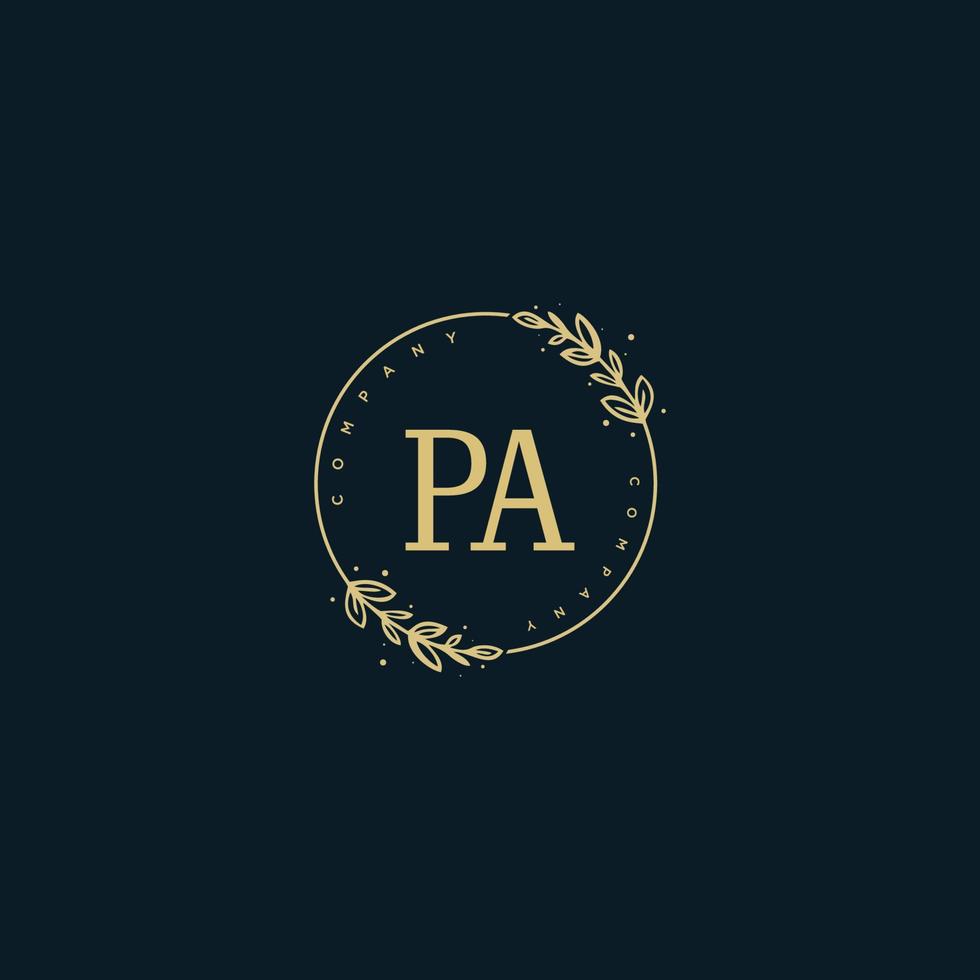 Initial PA beauty monogram and elegant logo design, handwriting logo of initial signature, wedding, fashion, floral and botanical with creative template. vector