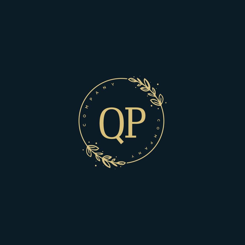 Initial QP beauty monogram and elegant logo design, handwriting logo of initial signature, wedding, fashion, floral and botanical with creative template. vector