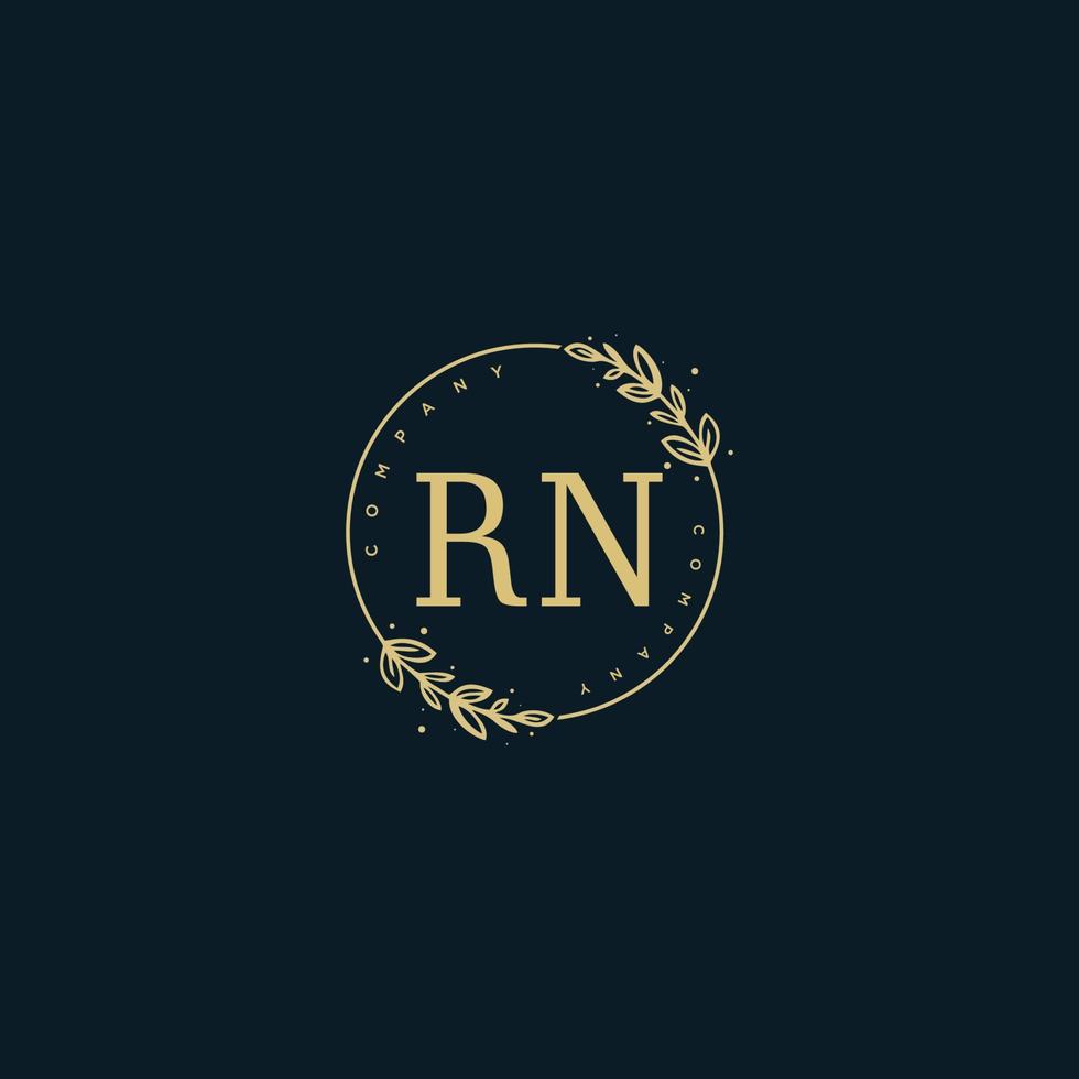Initial RN beauty monogram and elegant logo design, handwriting logo of initial signature, wedding, fashion, floral and botanical with creative template. vector