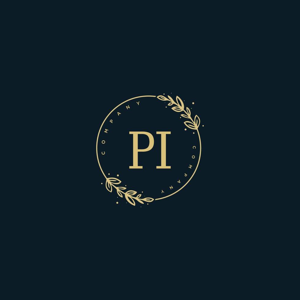 Initial PI beauty monogram and elegant logo design, handwriting logo of initial signature, wedding, fashion, floral and botanical with creative template. vector